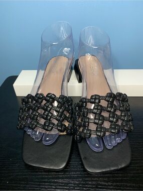 Unilady Woven Black Slide Mules